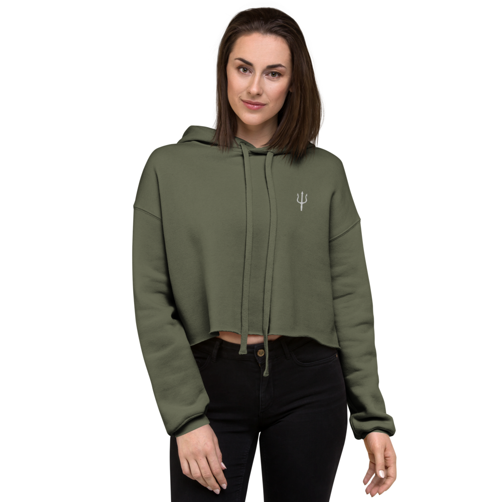 Women's oversized cropped hoodie - Marine green