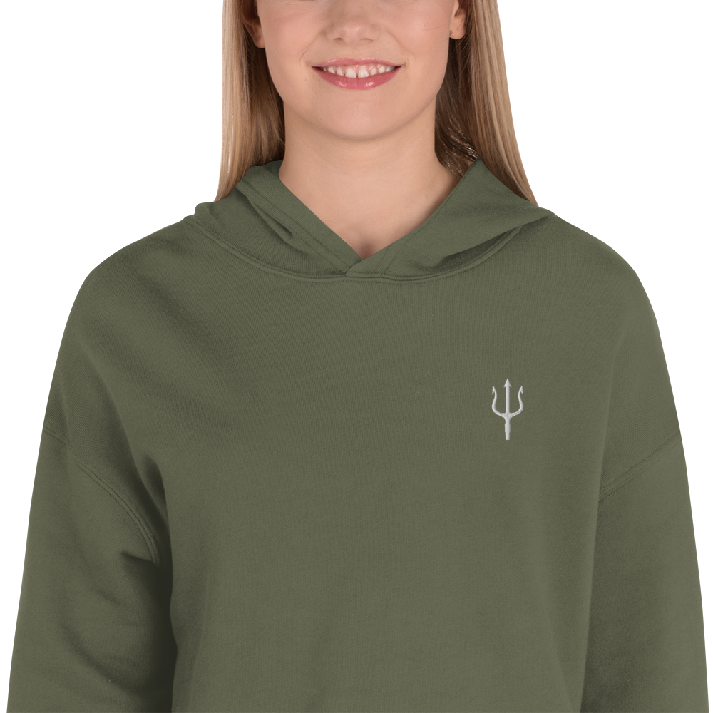 Women's oversized cropped hoodie - Marine green